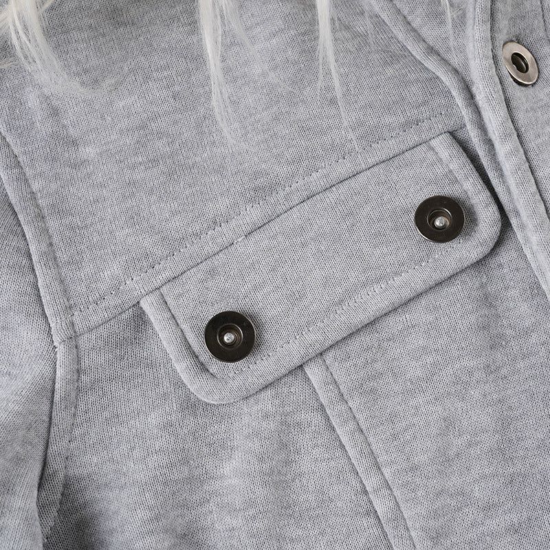 Fluffy Hood Button Jacket 233405412