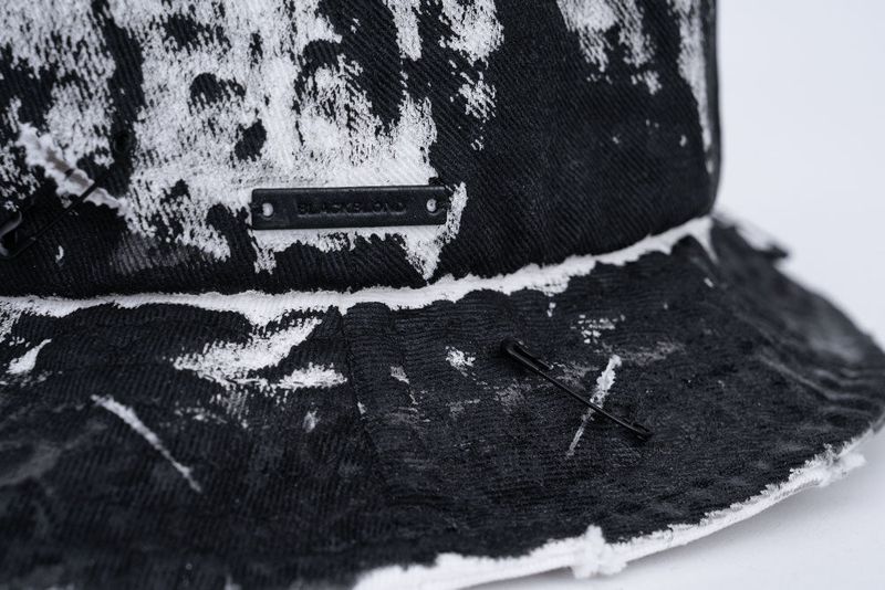 BBD Smoke Painted Custom Denim Bucket Hat (White)