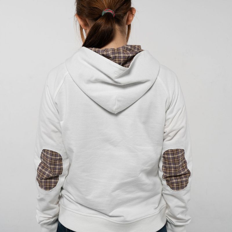1/2 POCKET PATCHWORK HOODIE ZIP UP (WHITE)