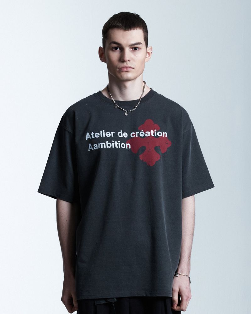AAMBITION（アアンビション）の「Atelier Cross T-shirt (Charcoal)（Tops）」
