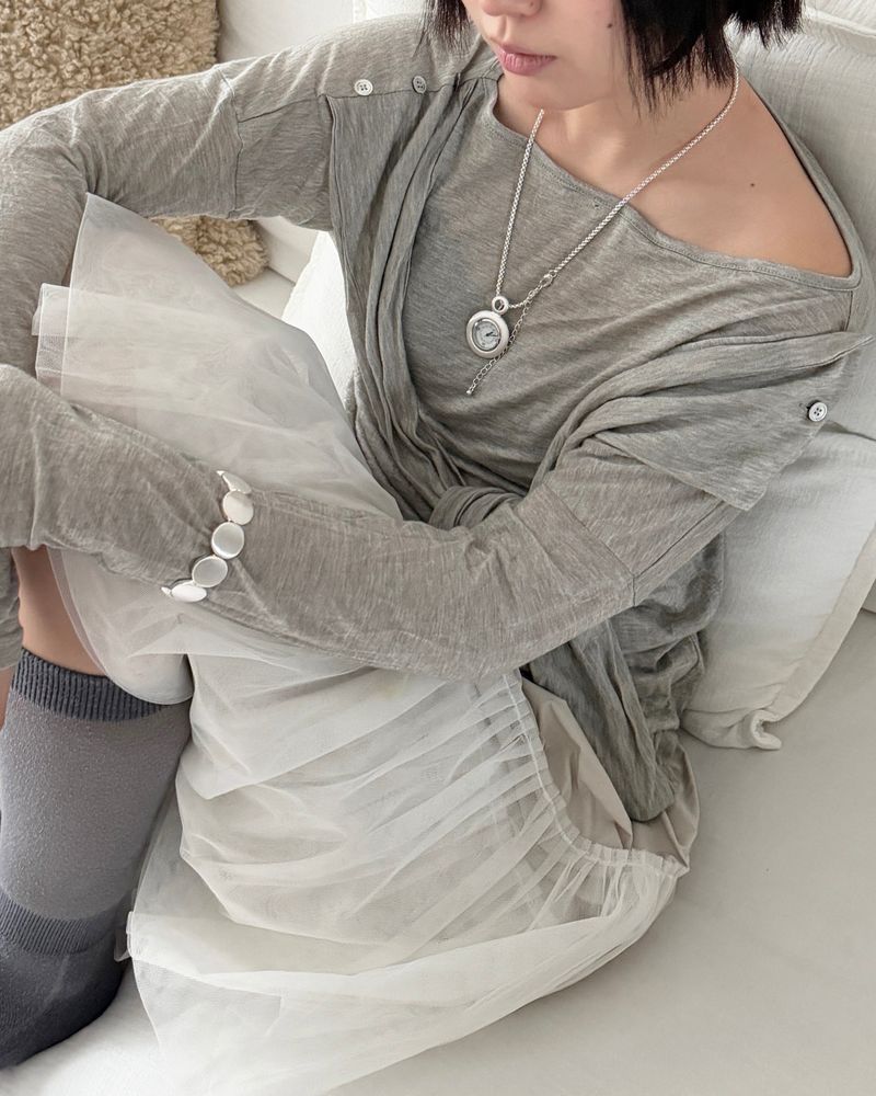 Muted White Time Necklace