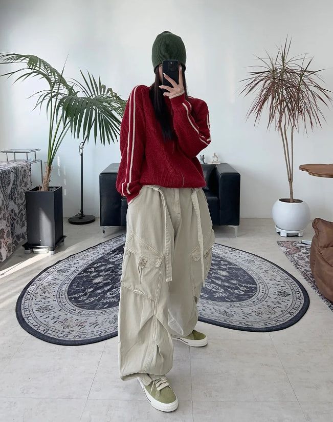 Raven Belted Dyeing Cargo Pants
