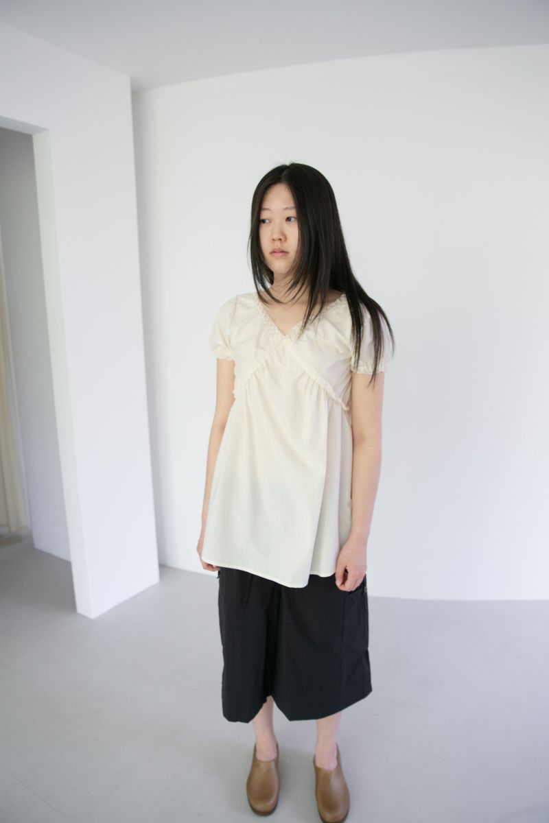 lace cotton puff sleeve ops(2colors)