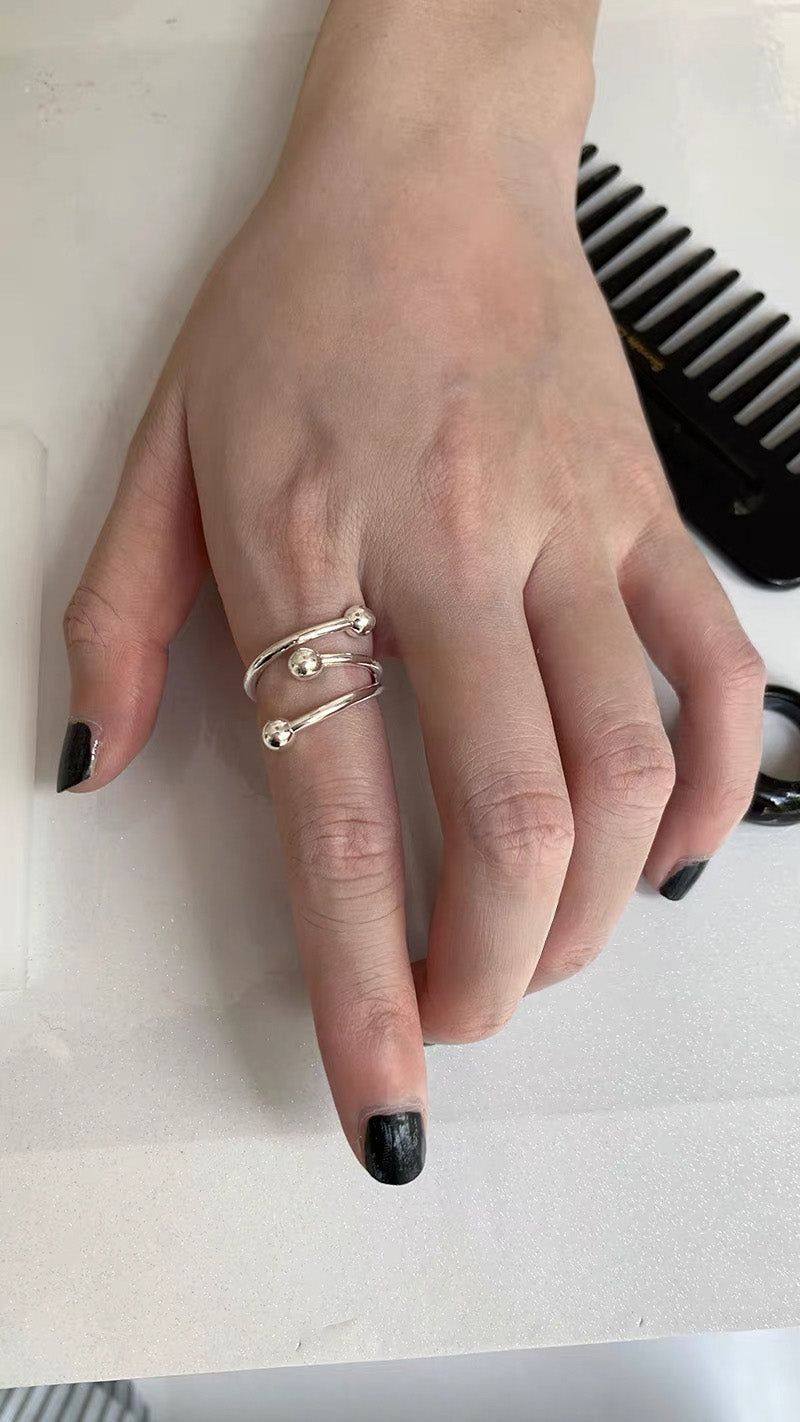 3silver balls silver ring(1pcs)