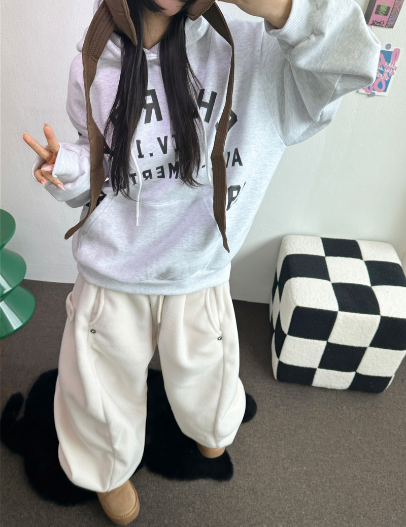 BOTH-SIDES FLEECE SNAP LONG PANTS 🧸🩵🤍6COLOR