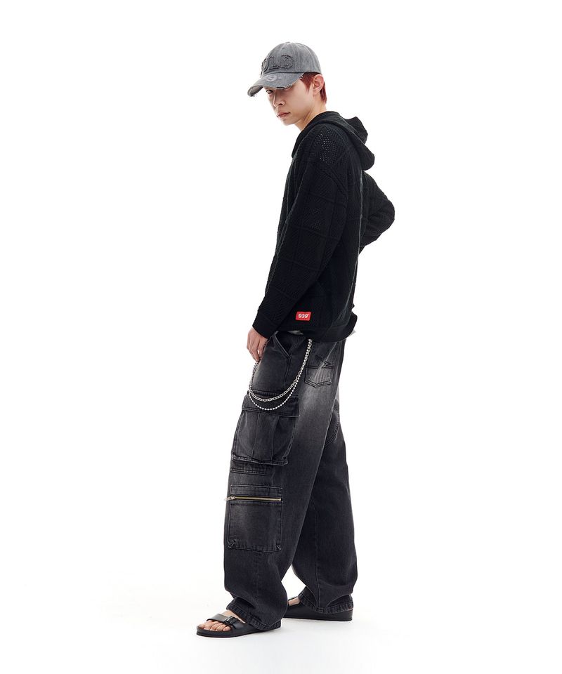 BOLD APPLIQUE DENIM 5-PANEL CAP (CHARCOAL)