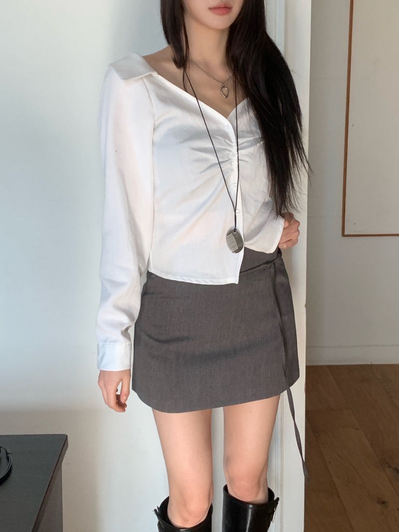 Slate Line Thin Belt Formal Mini Skirt