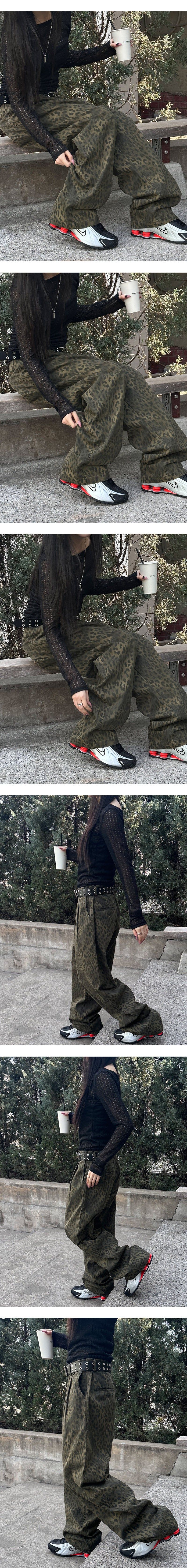 [Unisex] Two tuck leopard pants(3color)