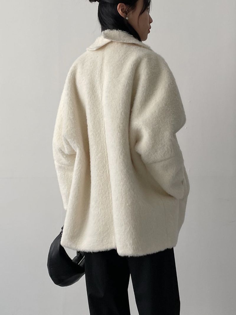[wool 30%] Hairy Single Overfit Half Coat