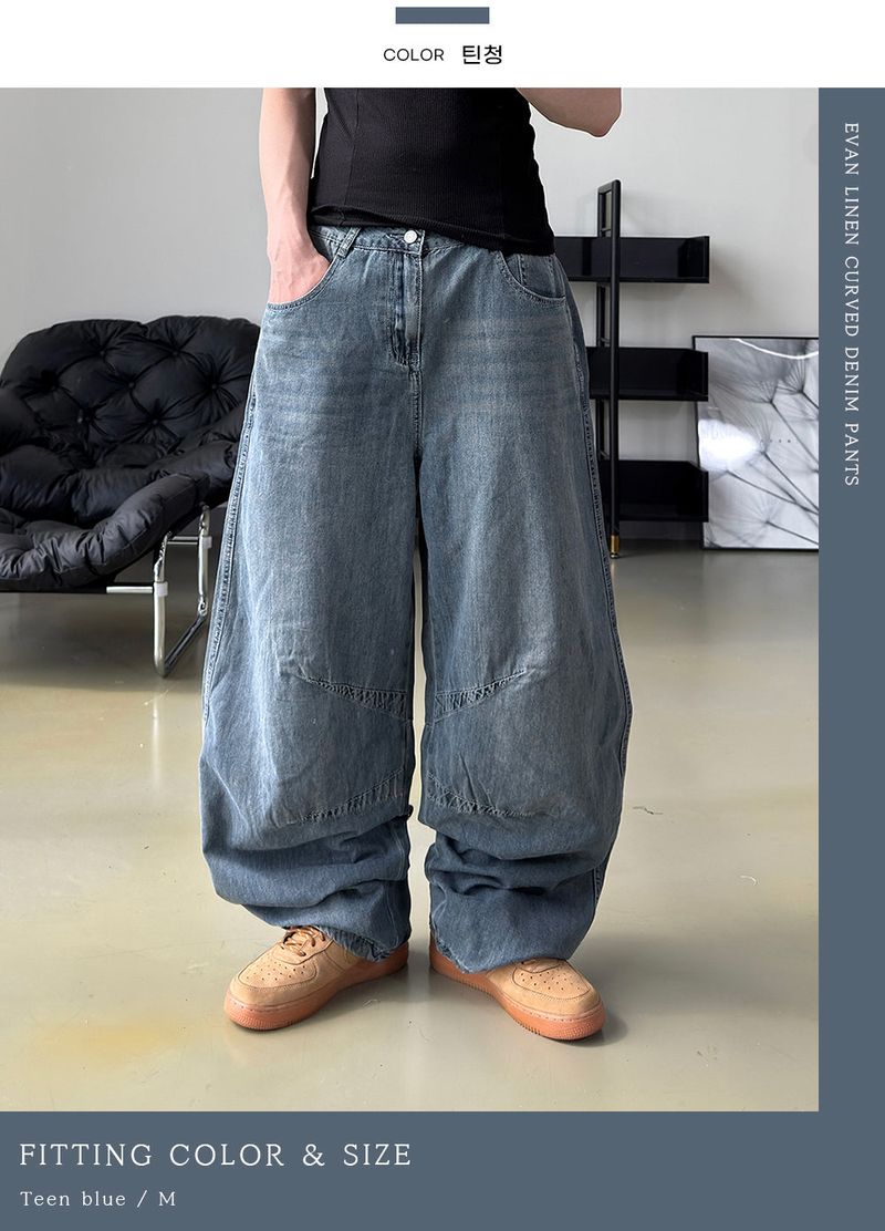 Evan Linen Curved Denim Pants
