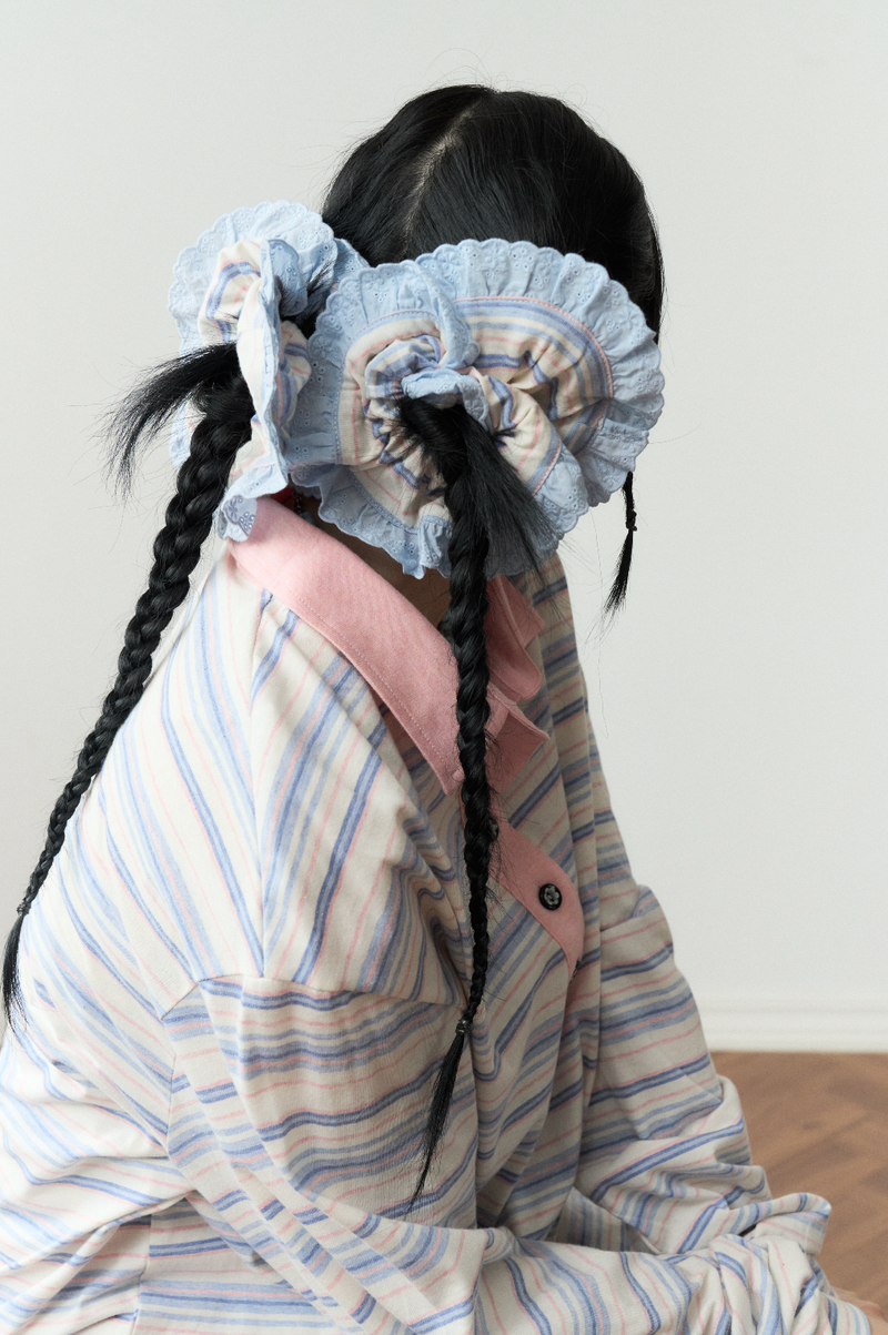 stripe lace scrunchie red / blue