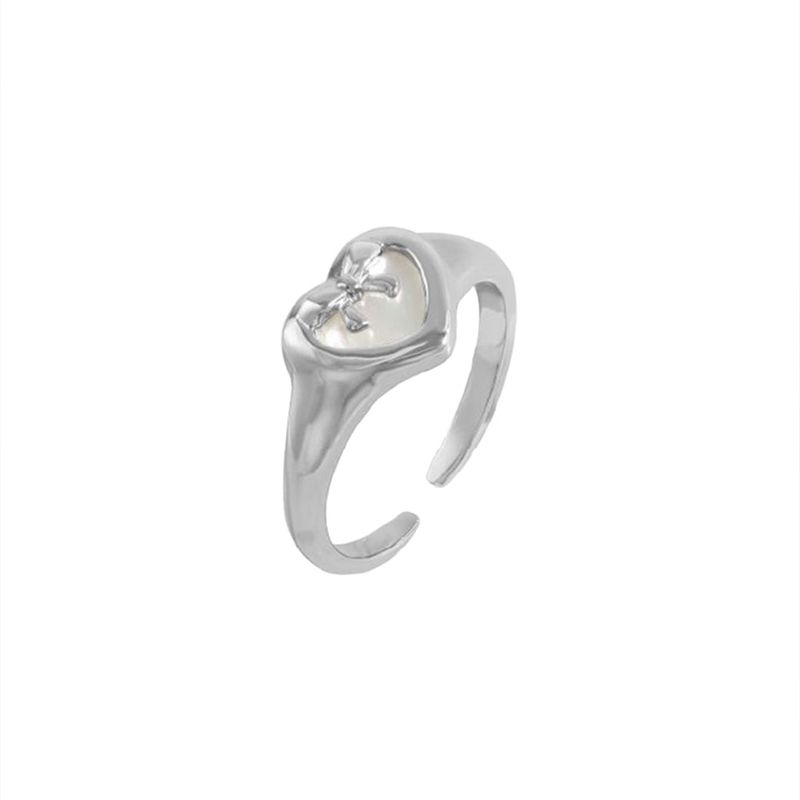 Silver 925 Luna Pearl Ribbon Heart Ring