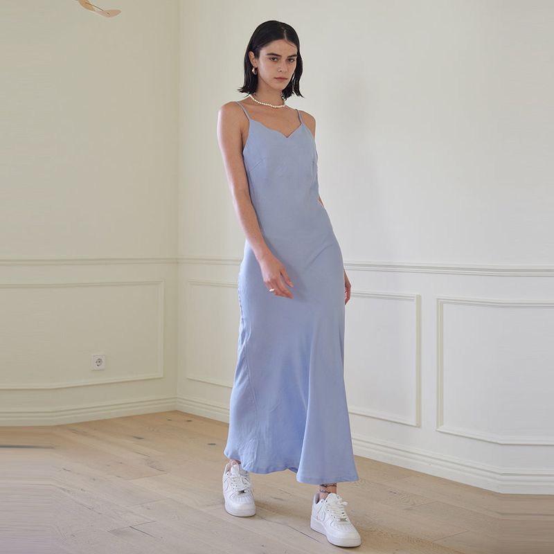 TMO BY 13MONTH（ティーエムオーバイサーティーンマンス）の「SLIP ONE PIECE (BLUE)（Dresses）」