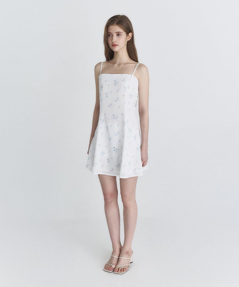 Floral flare dress (White)