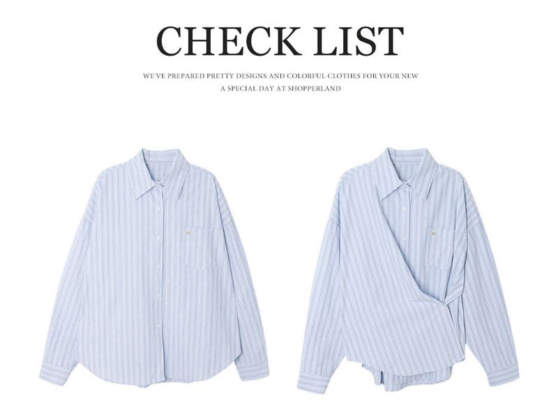 Today Loose Button Wrap Stripe Shirt (3color)