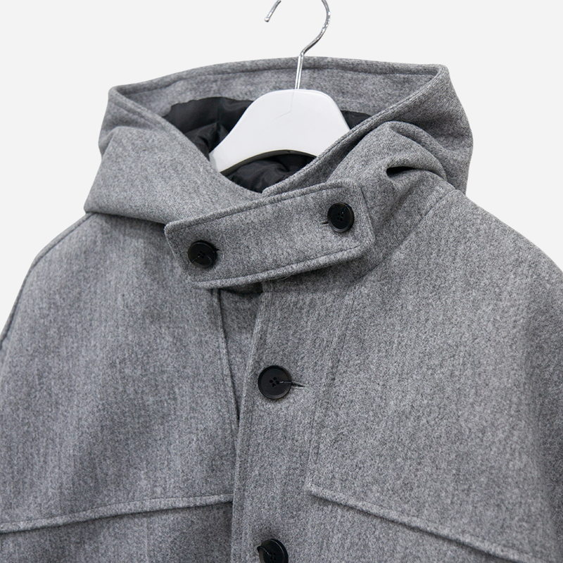 Carbon Wool Hooded Half Coat
