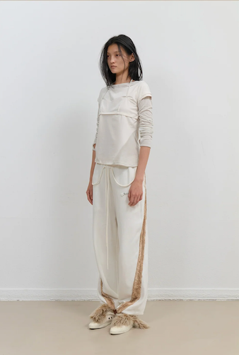 Side Fur Trim Sweatpants / Ivory