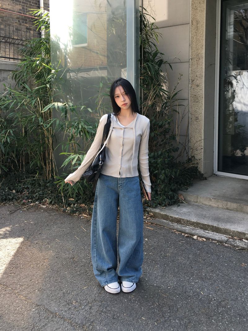 Kona Herringbone Stripe Wide Denim (3c)