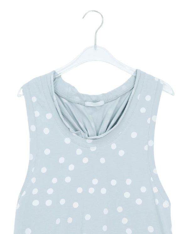 Oshion Side-Slit Twist Dot Layered Sleeveless