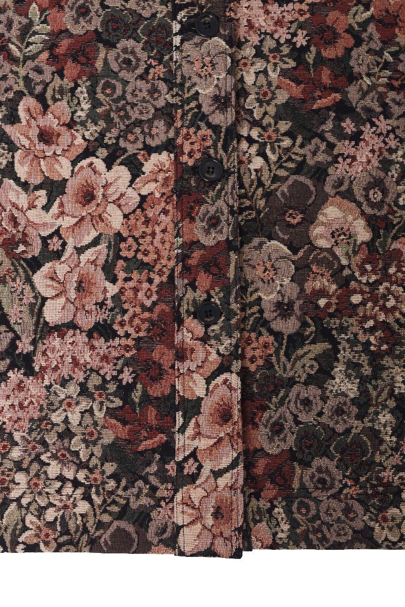 Flower Jacquard Half Jacket (wine)