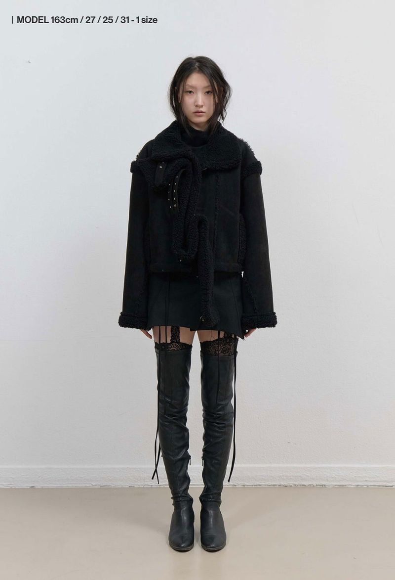 Detachable Fur Shearling Jacket / Black