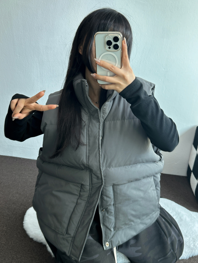 OVER WIDE VEST PADDING🩶🤍🖤☁ - 4 COLORS