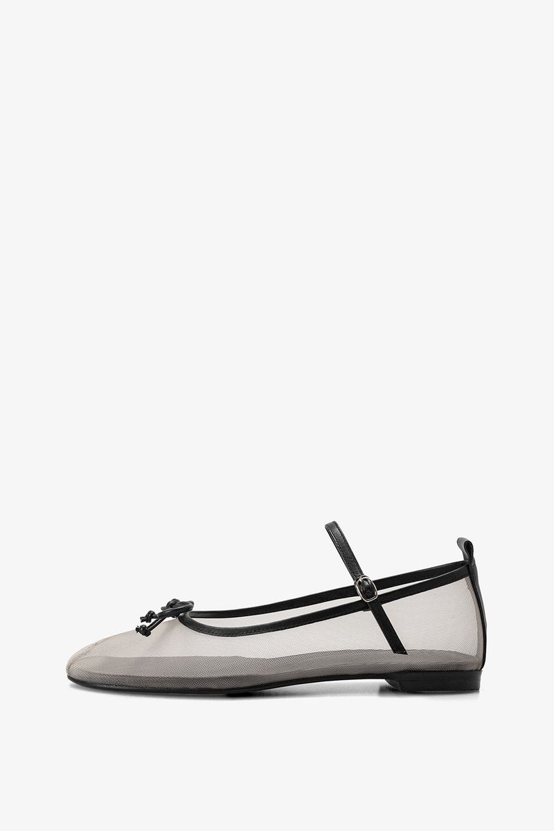 PINTUCK RIBBON FLAT IN GILDED BEIGE&BLACK
