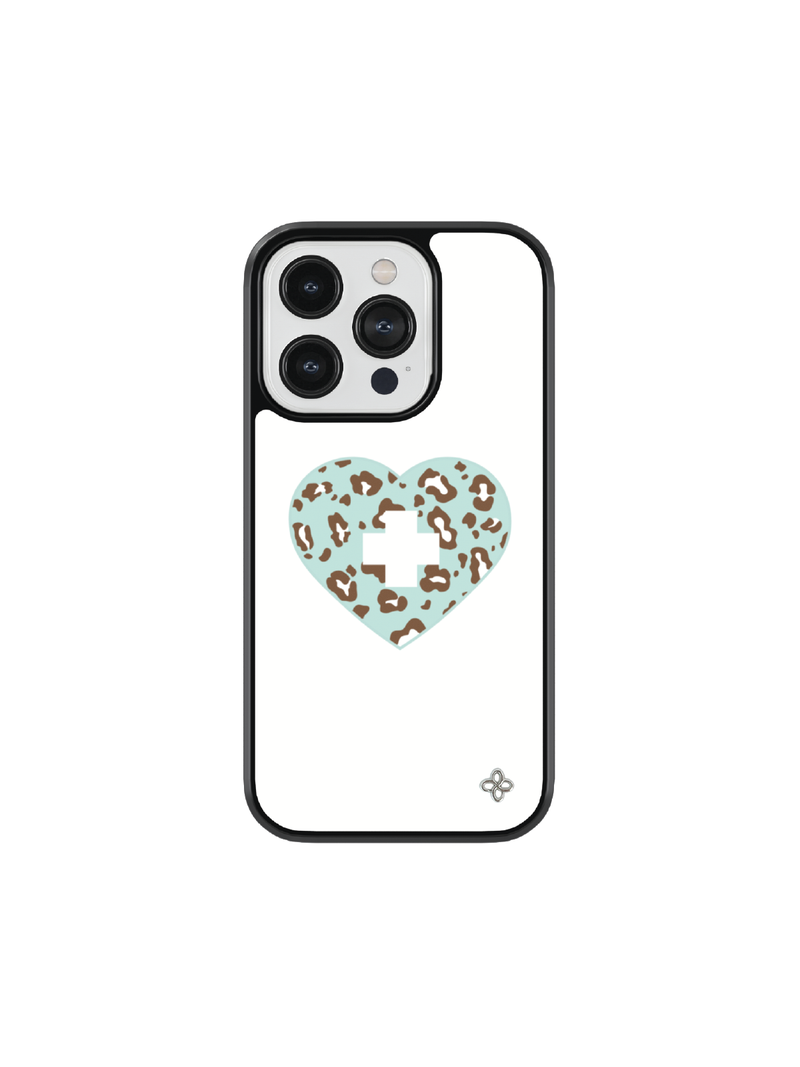 [Glass] Leopard Heart Case (Mag safe)