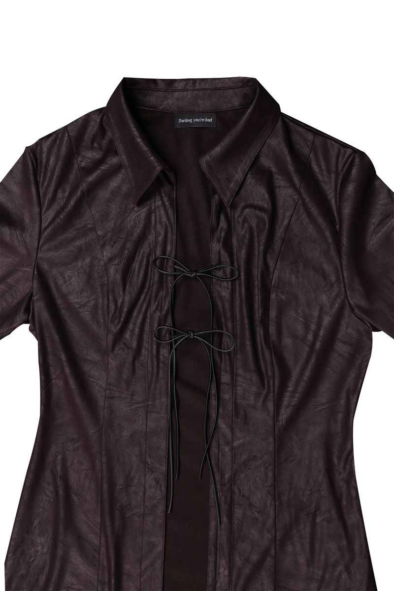 MAXI LEATHER SHIRT #WINE