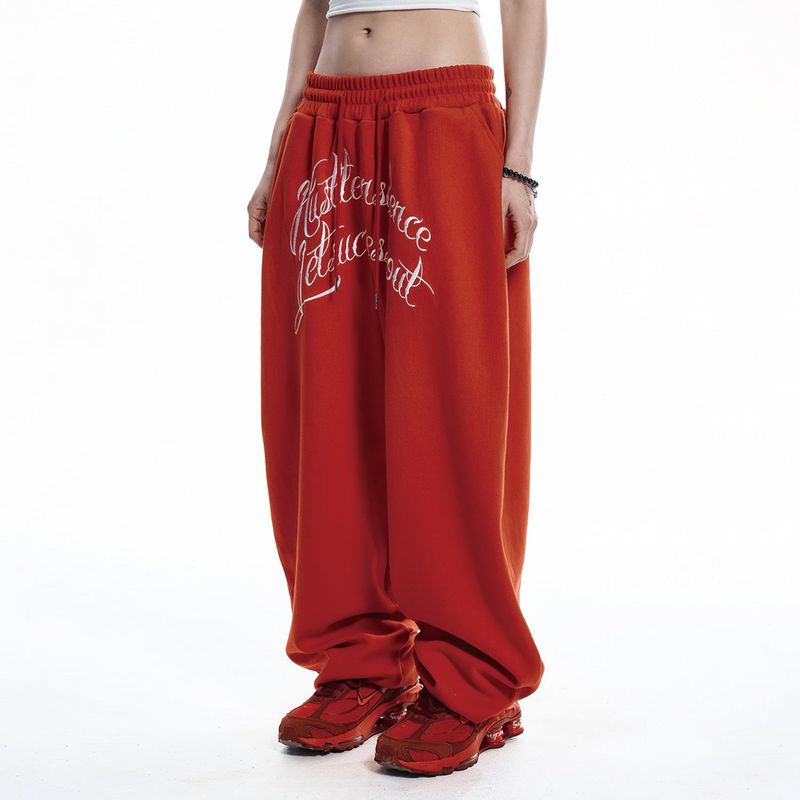 Lettering Balloon Sweatpants - RED