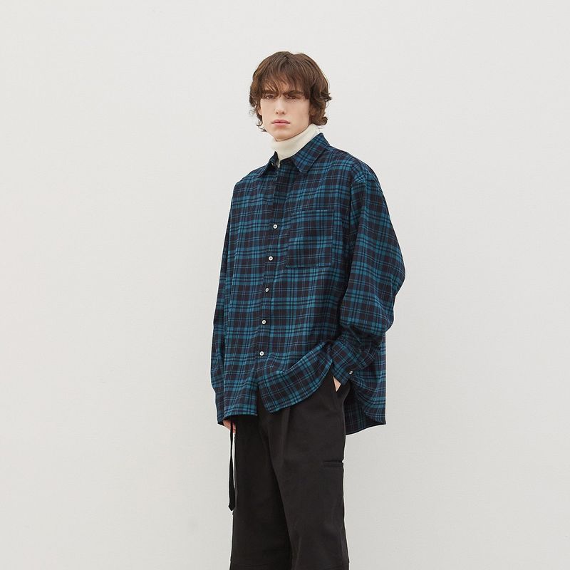 Wide Check Overfit Shirt (Green)