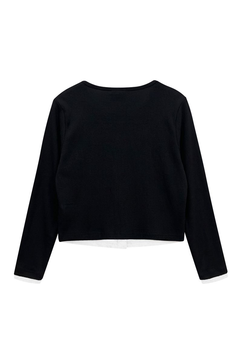 LYLA LAYERED CARDIGAN / BLACK-WHITE