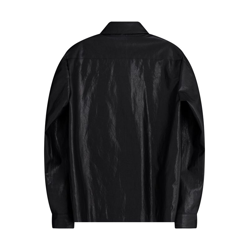 Two Pocket Overfit Leather Shirt