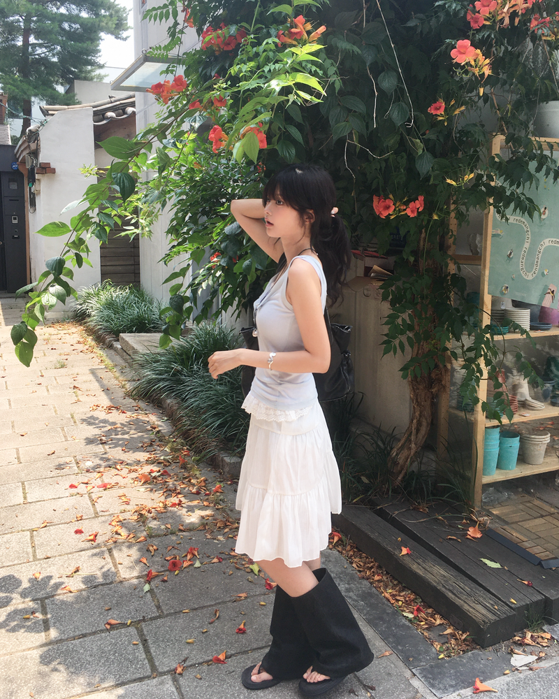 Tencel button sleeveless