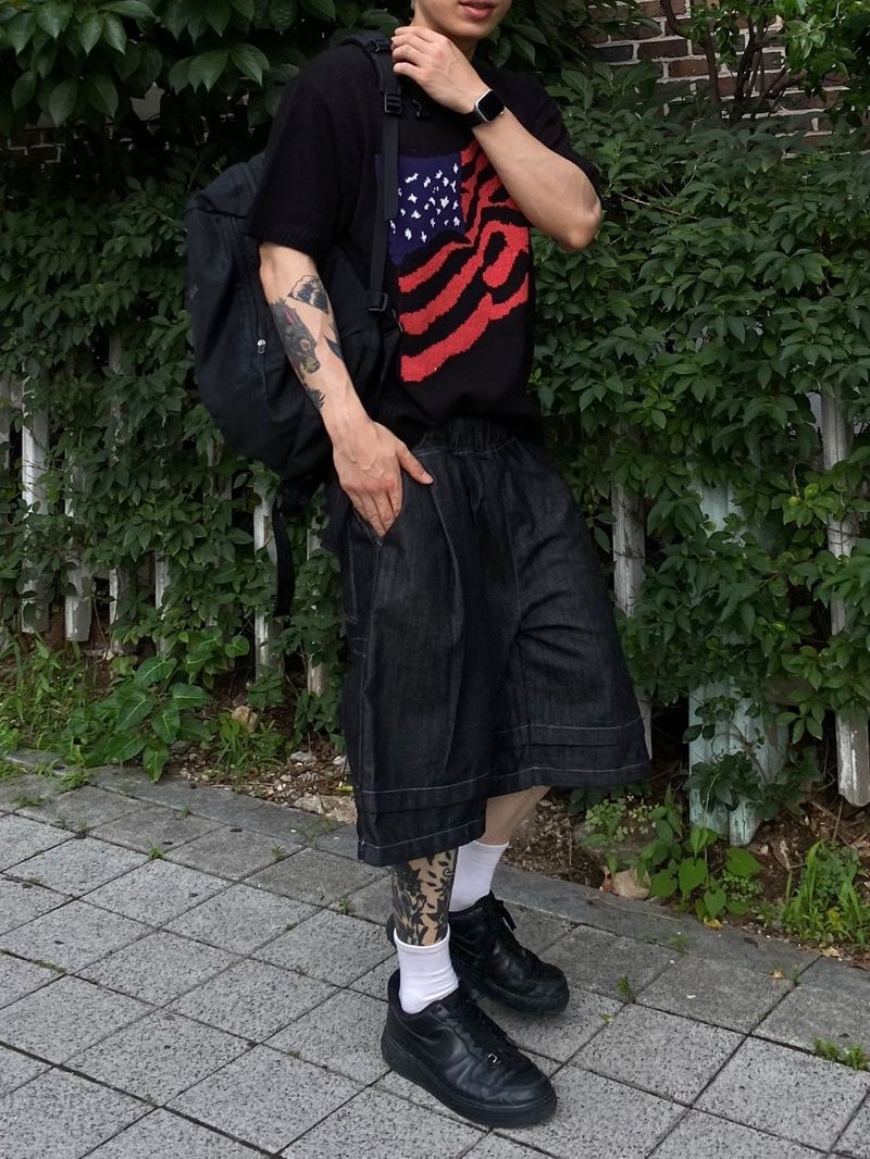 Layered Stitched Bermuda Pants