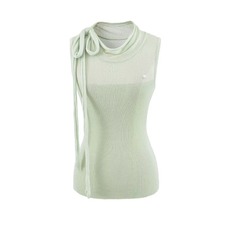 Isolde Ribbon Neck Ribbed Top