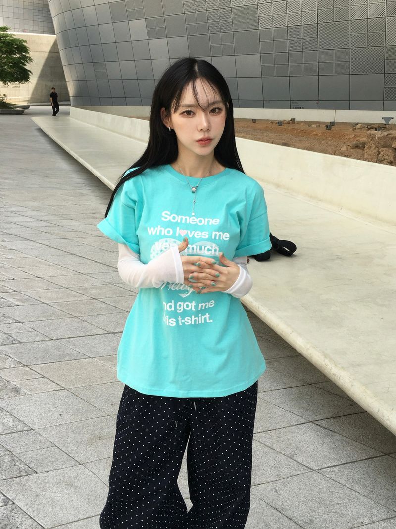 Peach see-through layered T-shirt (11c)