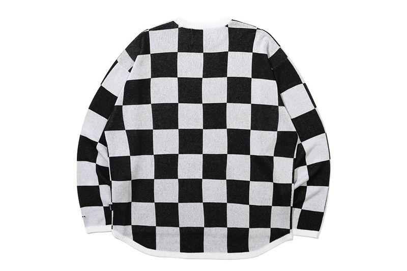 CHECKER BOARD KNIT TOP_BLACK
