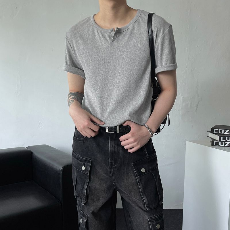 COZINESS（コジネス）の「SK ribbed short-sleeved henry neck (3 colors)（Tops）」