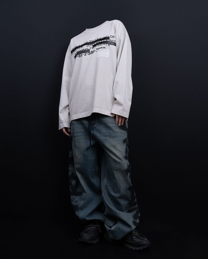 BBD ヒデンスローガンピグメントロングTシャツ（サンド）