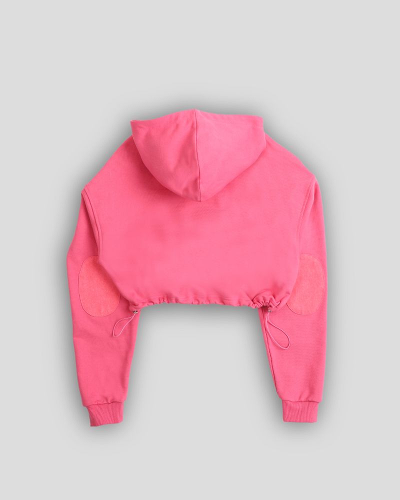 Silver Logo Docking Crop Hood Zip-Up Pink