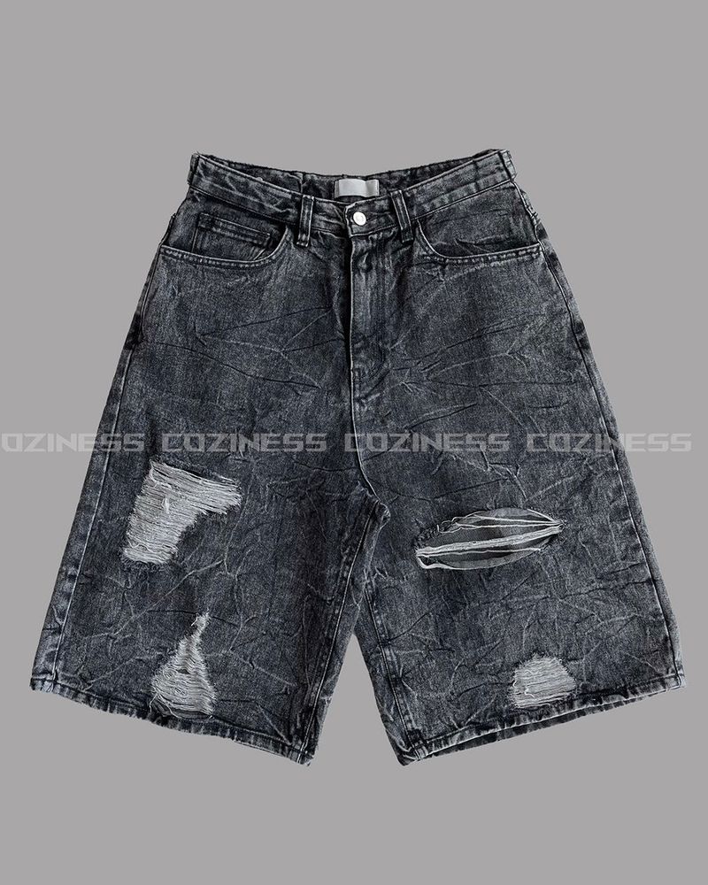 Pulse putty vintage denim Bermuda pants (Black)