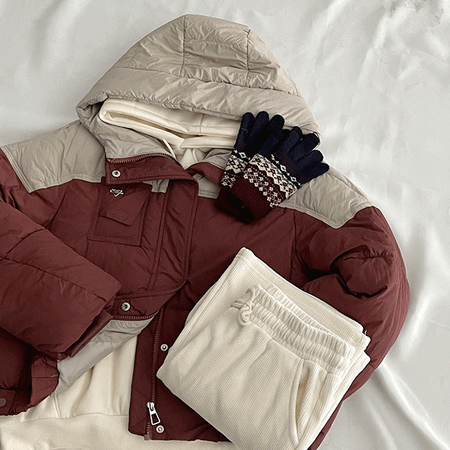 hijjoo(ハイチュー)の「O-ring vintage two-tone coloring hooded padded jumper(Jackets/Outerwear)」