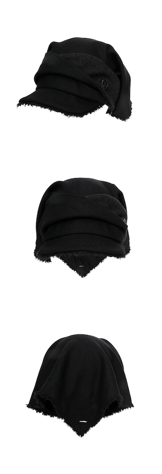 Scarf Veil Wool Cap / Black
