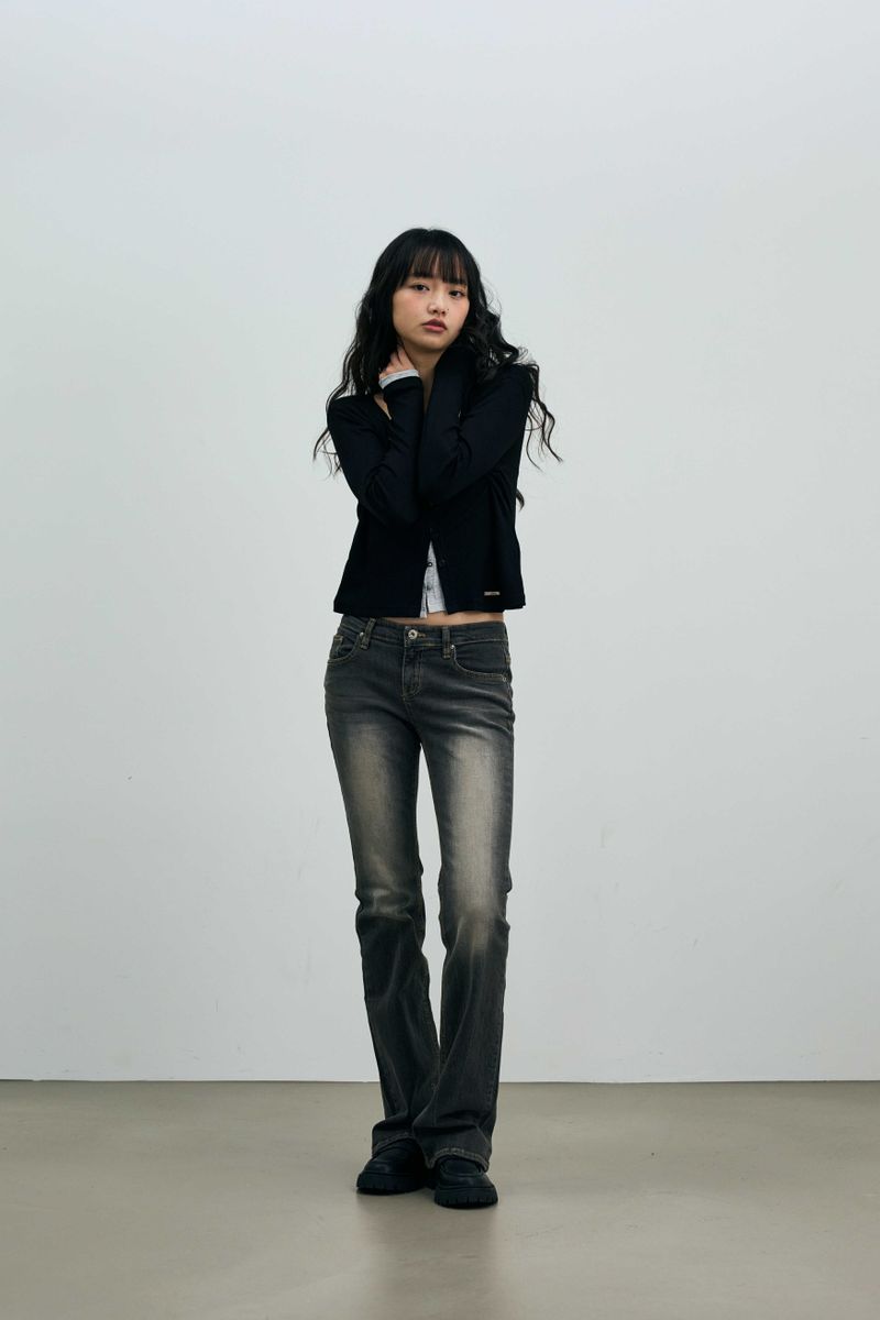 LYLA LAYERED CARDIGAN / BLACK-MELANGE