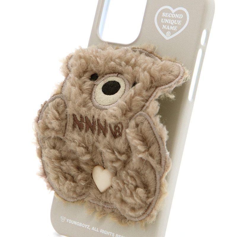 SUN CASE PATCH FLEECE BEAR MOCHA CREAM