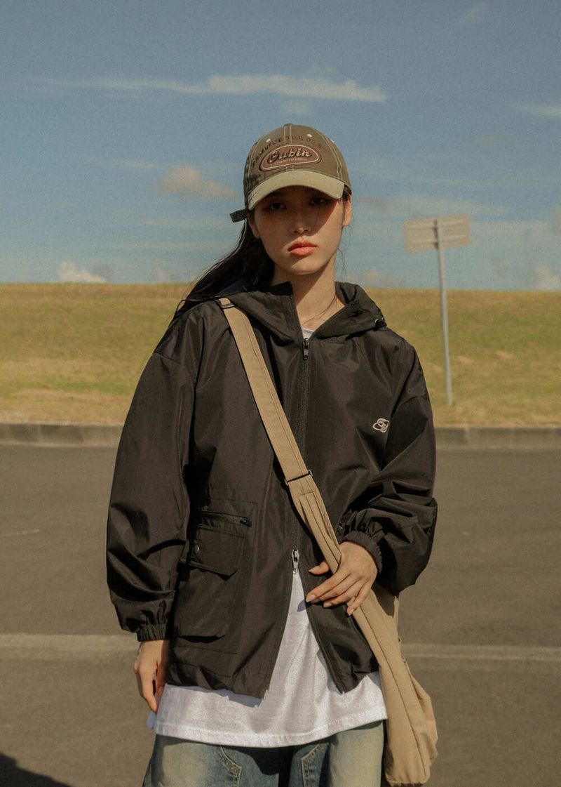 Oversize Pintuck Windbreaker