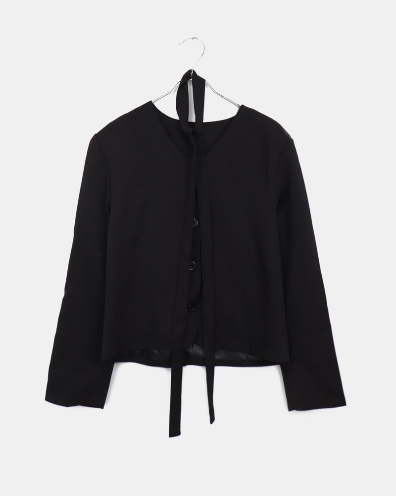 Teoleu V-neck button-down long-sleeved jacket