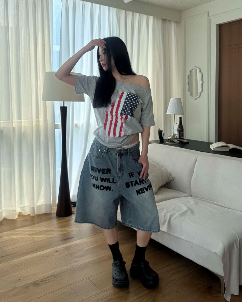 [Unisex] Bermuda denim pants