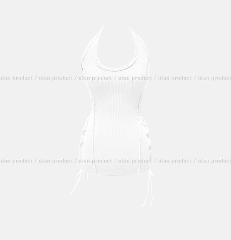Mute cut side eyelet halter sleeveless
